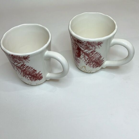 Reba Harmony For The Home Coffee Cups Mugs Set 2 Christmas White Red Gold - Picture 2 of 5